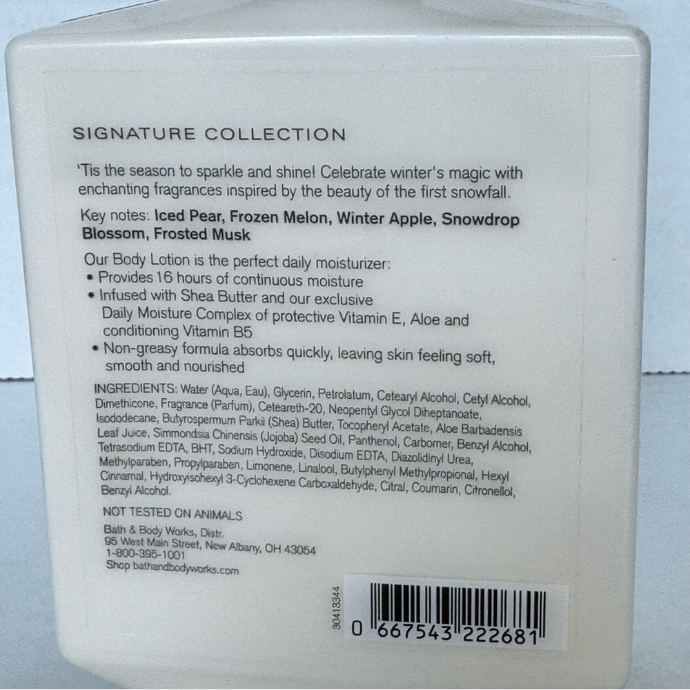 Bath & Body Works Fresh Sparkling Snow Body Lotion 10 oz Nearly Full Winter Pear - Picture 4 of 7